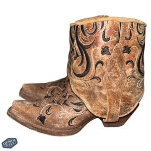 Corral Women’s Brown/Black/Cognac Geraldine Flipped Shaft Western Cowboy Boots